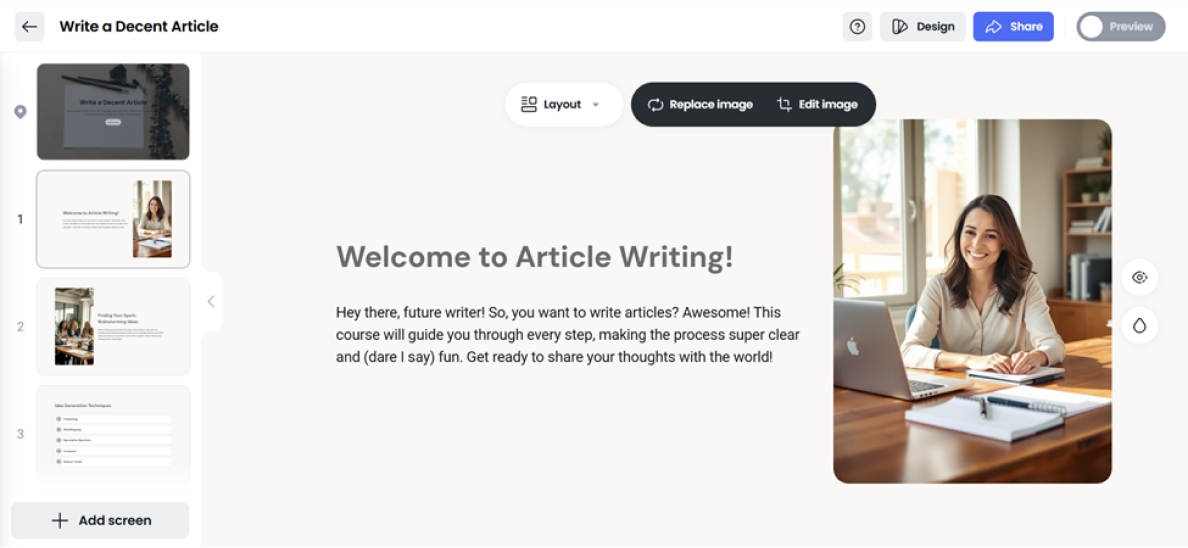 Editing a course in Coassemble Editing a course in Coassemble