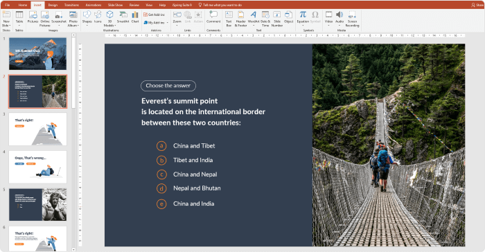 Creating the answer slide Creating the answer slide in PowerPoint