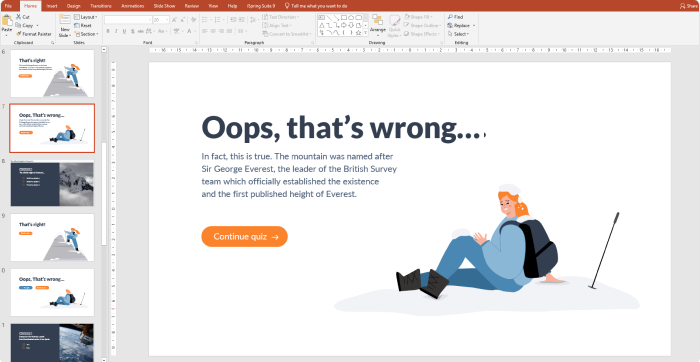 Creating the feedback slide Creating the feedback slide in PowerPoint