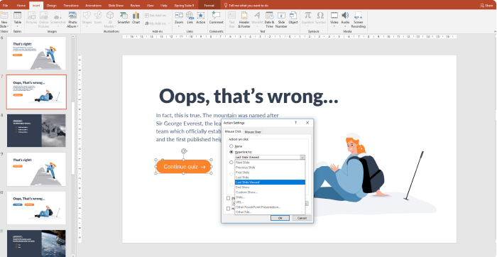 Adding navigation to the quiz Adding navigation to the quiz in PowerPoint 3