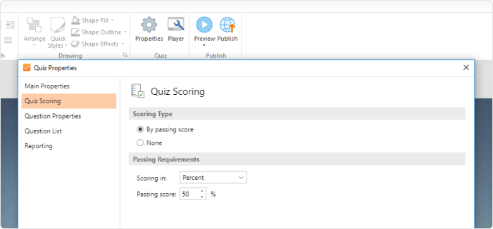 Quiz scoring Quiz scoring in iSpring SUite