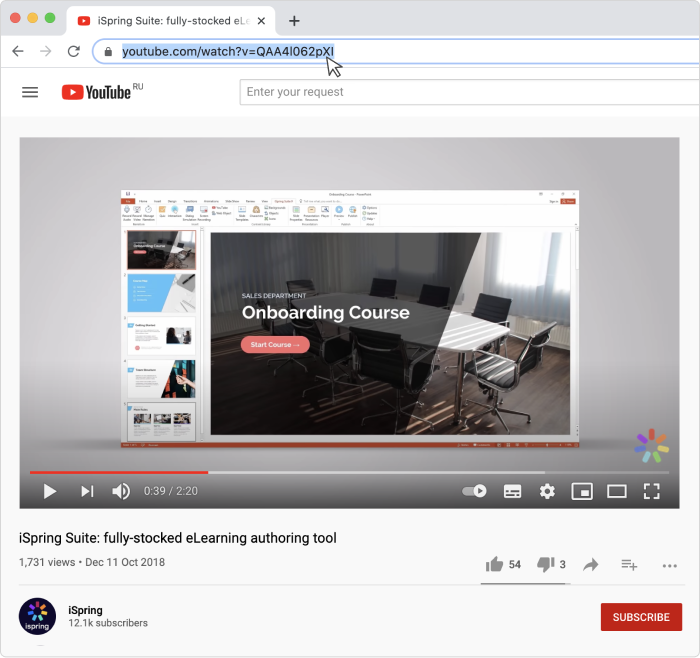 Getting the link to a video Getting the link to a YouTube video