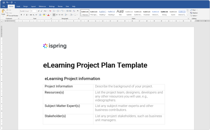eLearning project plan template eLearning project plan template - download