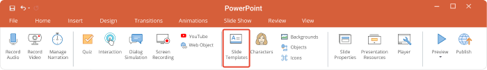 iSpring Suite ribbon iSpring Suite toolbar