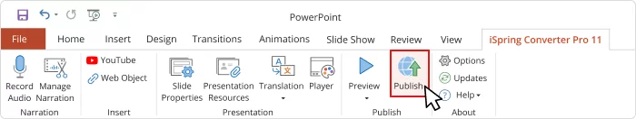 Publish presentation Publish presentation