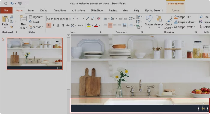 Inserting the bottom panel Inserting the bottom panel in a PowerPoint mini game