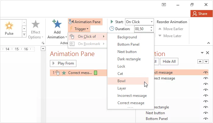 Adding a trigger in PowerPoint Adding a trigger in PowerPoint