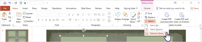 Selection pane in PowerPoint Selection pane in PowerPoint