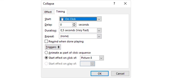 Animation timing settings Animation timing settings