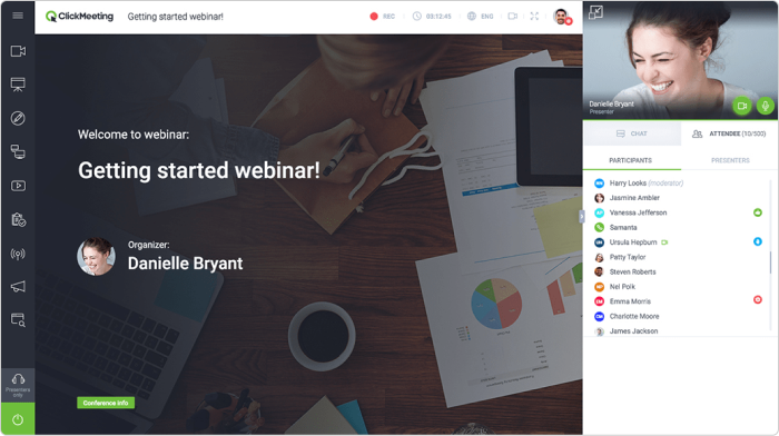 Webinar example Typical interface of a webinar