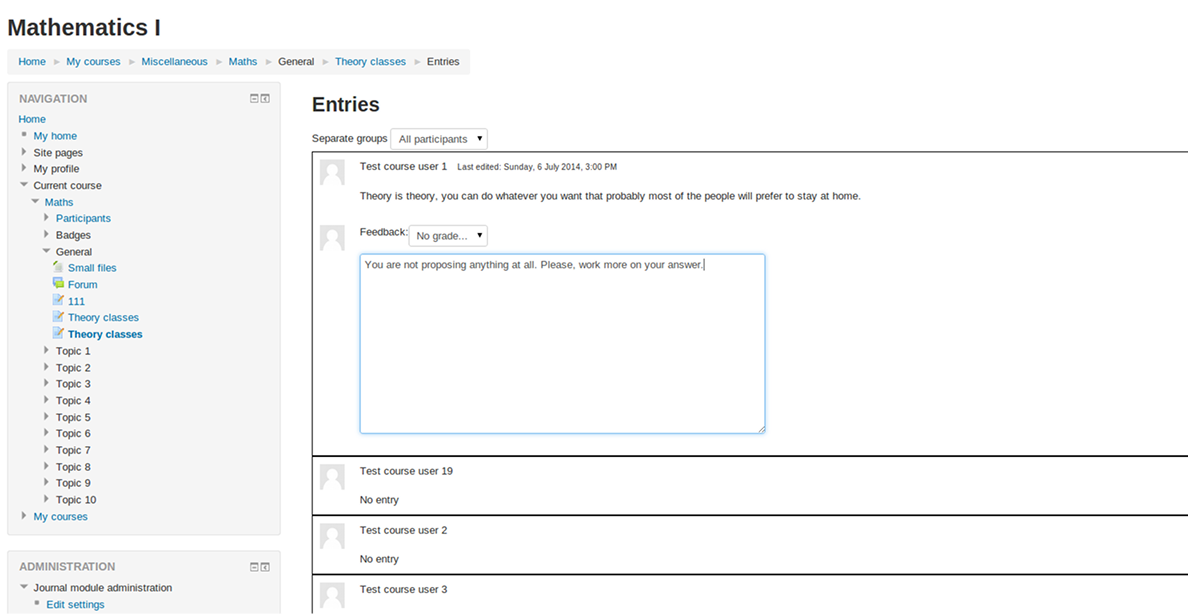 Journal Journal plugin for Moodle